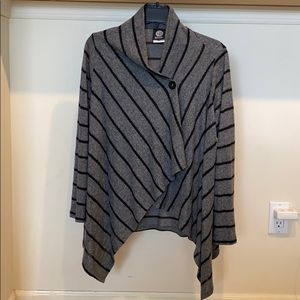 Bobeau black & grey striped cardigan